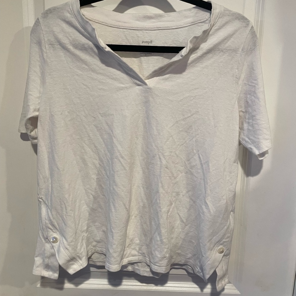 Pure Jill Women's Classic White Short Sleeve Tee Size Small